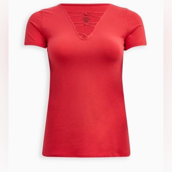 🆕 NWT Women’s torrid 3 Red Orange Foxy V-Neck Strappy Top 22 24 - Picture 13 of 13